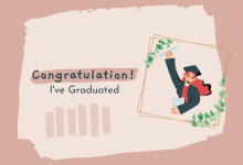 Green and Brown Illustrative Graduation Flat Card