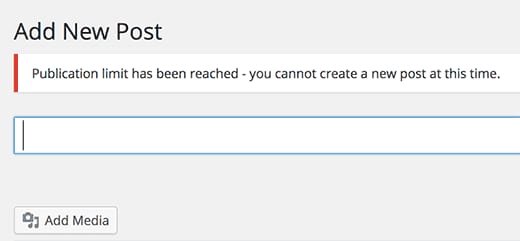 Setting Post Creation Limit for WordPress Users 5 limitwarning