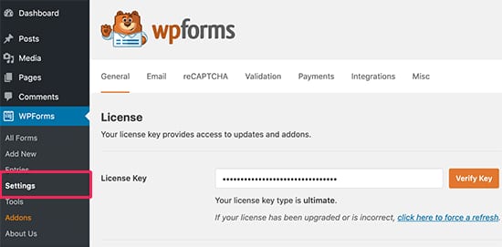 wpforms lisans